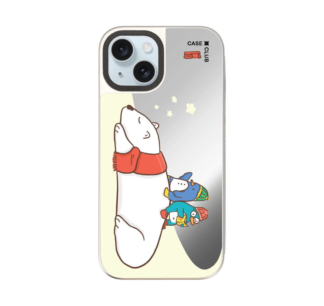 หมีขั้วโลกนอนเล่นกันเพื่อนเพนกวิน